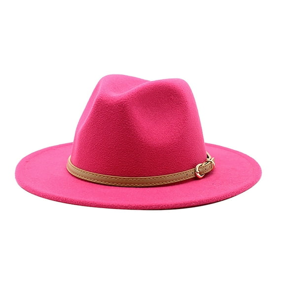 Pink Bucket Hats Western Cowboy Hat for Women Classic Roll Up Buckle Belt Women Retro Wide Brim Cowboy Hat