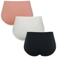 thumbnail image 3 of Curve Muse Women’s 100% Cotton Forming Brief Panties with Lace Embroidery-3 Pack-Black,Coral,Cream-M, 3 of 7