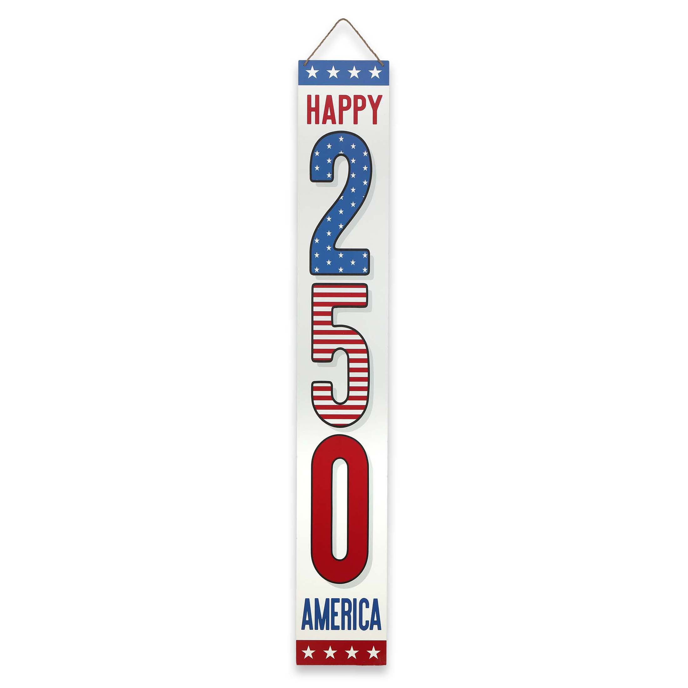 Double-Sided Happy 250 America/Hello Summer Wooden Porch Leaner