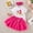 v#2175Hot Pink4559, variant on HAYIMI Kids Baby Girl's 1st Birthday Outfit Sets Letter 1 O-Neck Short Sleeve Romper Tutu Skirt With Hair Bow | Cute Photoshoot Party Dress Summer Cotton Blend Comfort Child Cartoon Clothes Sets