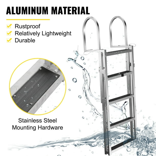VEVOR Retractable Dock Ladder with Rubber Mat Pontoon Boat Ladder