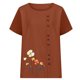 thumbnail image 1 of Tops de Manga Corta de Verano para las Mujeres Cuello Redondo Impreso Botón Superior Camiseta de Imitación Rack, Blusa de Moda Casual para el Uso Diario, 1 of 3
