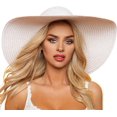 thumbnail image 1 of Beach Hats for Women Big Straw Wide Brim Summer Hat Floppy Foldable Roll up Cap Sun Hat UPF 50+, 1 of 5