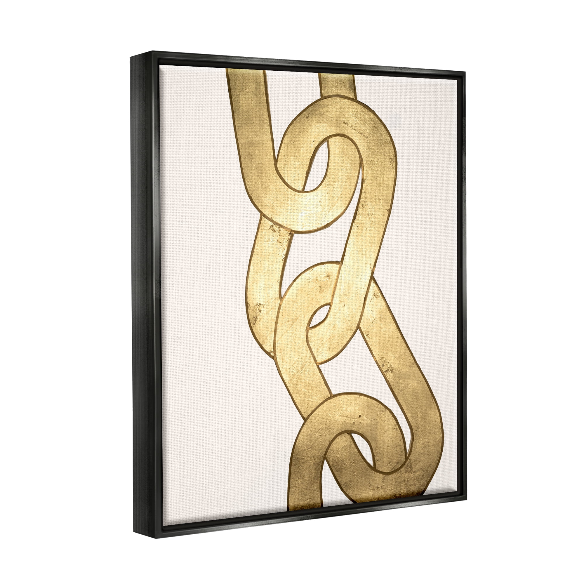 Stupell Industries Modern Chain Links Shapes Abstract Painting Black Floater Framed Art Print Wall Art