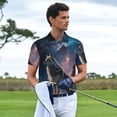 thumbnail image 3 of Rateoe Night Sky Wolf Pattern Men's Short Sleeve Polo Shirts, Golf Polo Shirts Short Sleeve Performance Moisture Wicking Dry-4X-Large, 3 of 6