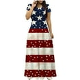 thumbnail image 2 of Womens Dresses Independence Day Ladies Fashion Women Short Sleeve Round-Neck Dress Printed Long Dresses Pocket Blue Xl, 2 of 5