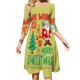 thumbnail image 1 of Feliz Navidad Linda camiseta de Papá Noel Vestido de cuello cuadrado Dulce vestido de verano Mujeres Elegante vestido con cuello halter estampado Papá Noel, 1 of 6