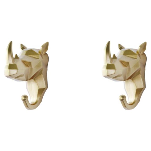 Maytalsory Animal Head Key Hook Sturdy And Durable Construction Adding Touch Of Whimsy Gold (rhino) 2Set