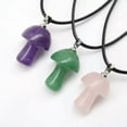 thumbnail image 3 of K-KED 100pcs Natural Gem Stone Quartz Crystal Hand Carved Mushroom Pendant Necklace-labradorite, 3 of 9