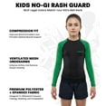 thumbnail image 2 of Exxact Sports Kids BJJ Rash Guard Long Sleeve, Ranked No Gi Jiu Jitsu Compression Shirt for Boys & Girls for MMA, Wrestling - (Black/Green, YM), 2 of 7