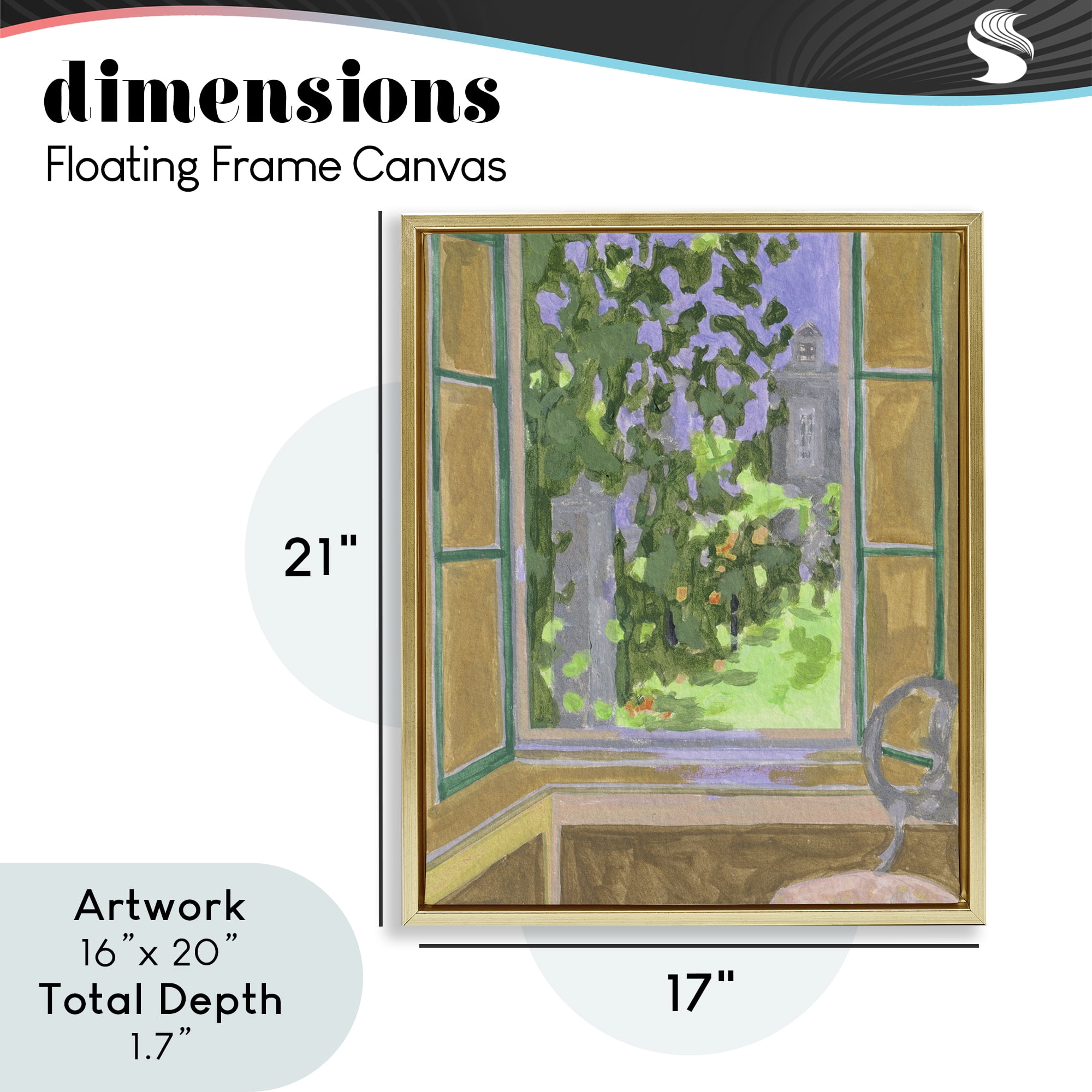 Seat For Spring Expression Gold Framed Floater Canvas Wall Art, design by Melissa Wang