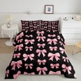 thumbnail image 3 of Feelyou Black Pink Bow Full Size Comforter Sets, Dreamy Princess Butterfly Knot Bedding Comforter Set, Teens Kids Girls Women Reversible Bedding Sets, Super Cozy Room Decor, 3-Piece, 3 of 9