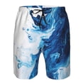 thumbnail image 3 of Cauagu Blue White Fluid Art Print Men's Swim Trunks,Hawaiian Bathing Suit Swimsuits Beach Shorts with Pockets for Men Quick Dry Swimming Board Shorts-3X-Large, 3 of 6