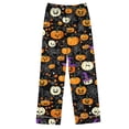 thumbnail image 4 of sdhkgrrt Women's Plus Size 2 Piece Pajama Set Collared Long Sleeve Shirt Wide Leg Pants Halloween Printed Lounge Outfit Soft Loose Matching Casual Fall Tracksuit, Orange 2XL, 4 of 8