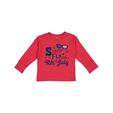 

Inktastic Stayin Fly For 4th of July with Sunglasses and Stars Gift Toddler Boy or Toddler Girl Long Sleeve T-Shirt