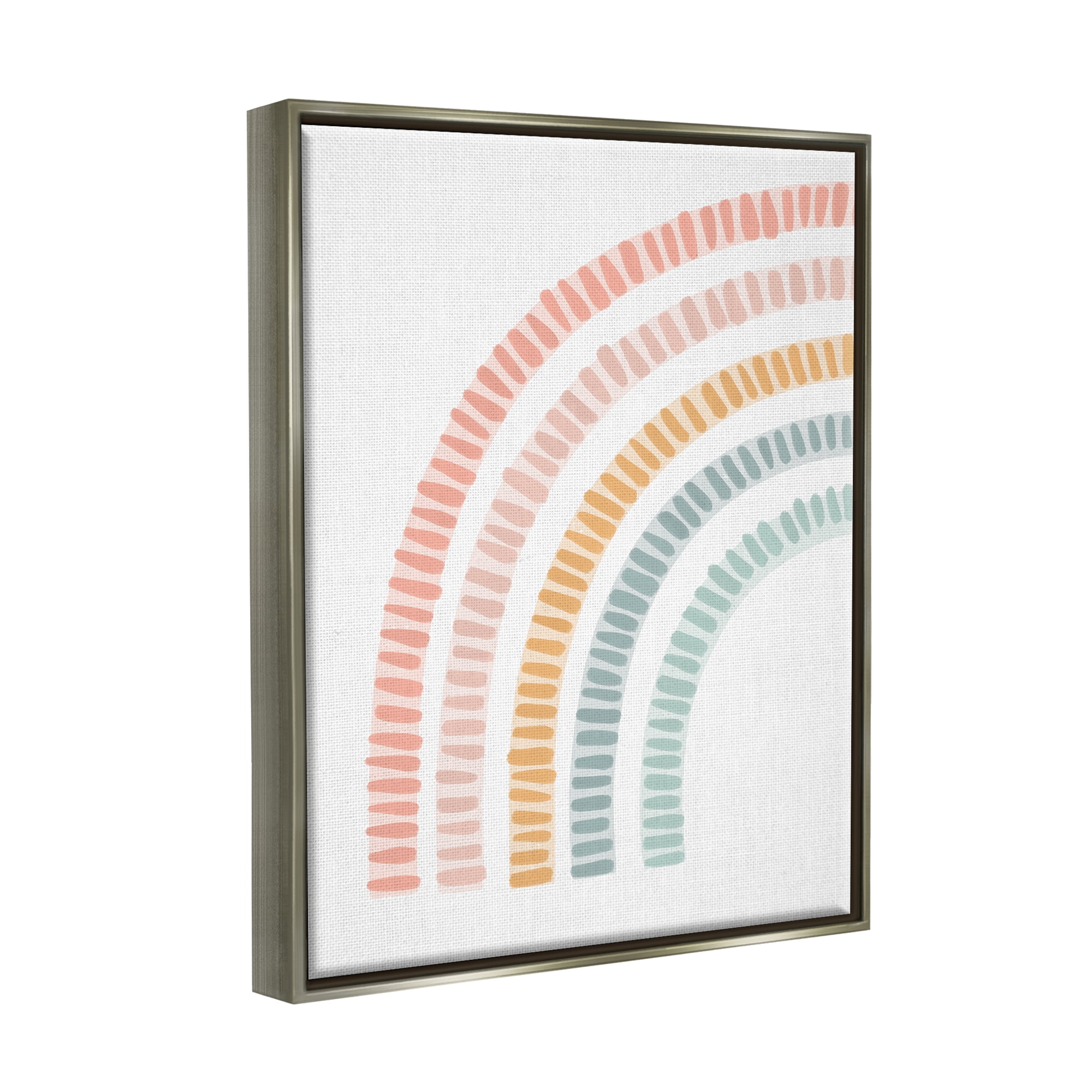 Stupell Industries Minimal Pastel Rainbow Landscape Painting Gray Floater Framed Canvas Art Print Wall Art, 25 x 31