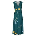 thumbnail image 5 of Fankiway Robe Longue Sans Manches à Col en V Imprimée Mode Printemps/été pour Femmes Robes de Plage Grande Taille pour Femmes, 5 of 5