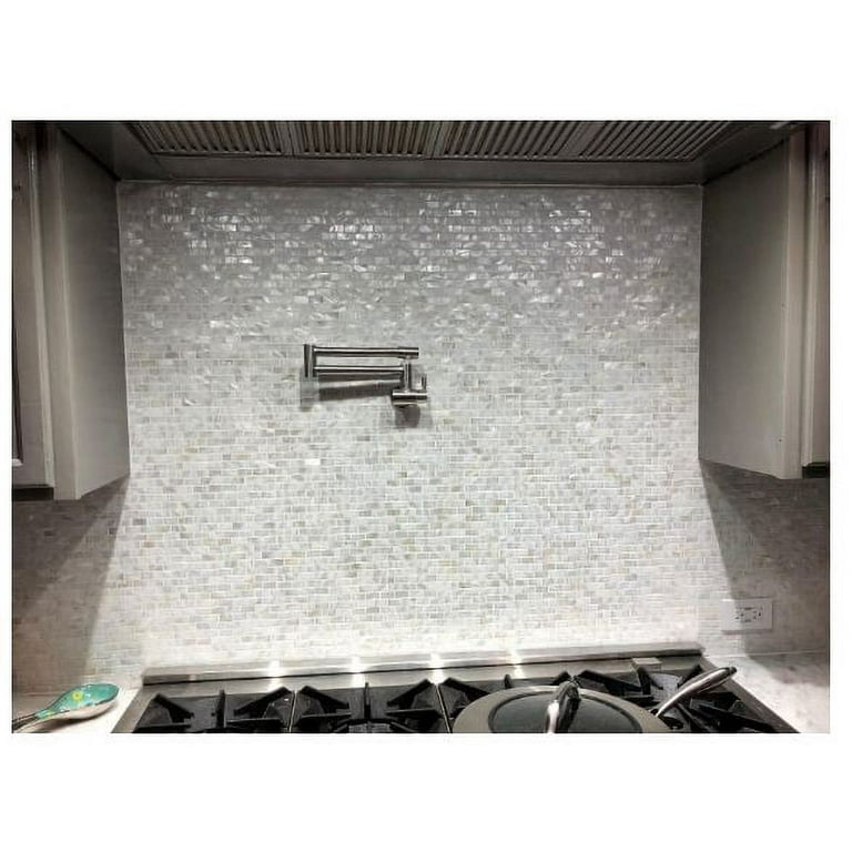 Art3d White Opal Subway Pattern with Seams 12 in. x 12 in. Mother of Peral Tile (1-Pack)