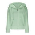 thumbnail image 5 of felwors Zip Up Cardigan Sweater for Women Cable Knit Hoodie Long Sleeve Jacket Oversized Outwear Drawstring Sweatshirts Green, M, 5 of 6