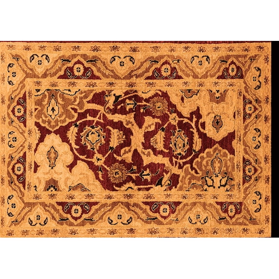 Ahgly Company Indoor Rectangle Oriental Orange Industrial Area Rugs, 3' x 5'