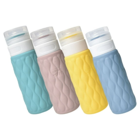 LABSERRON Tiny Travel Squeeze Leakproof Bottles 4Pcs Silicone Refillable Tubes for Shampoo Toiletries