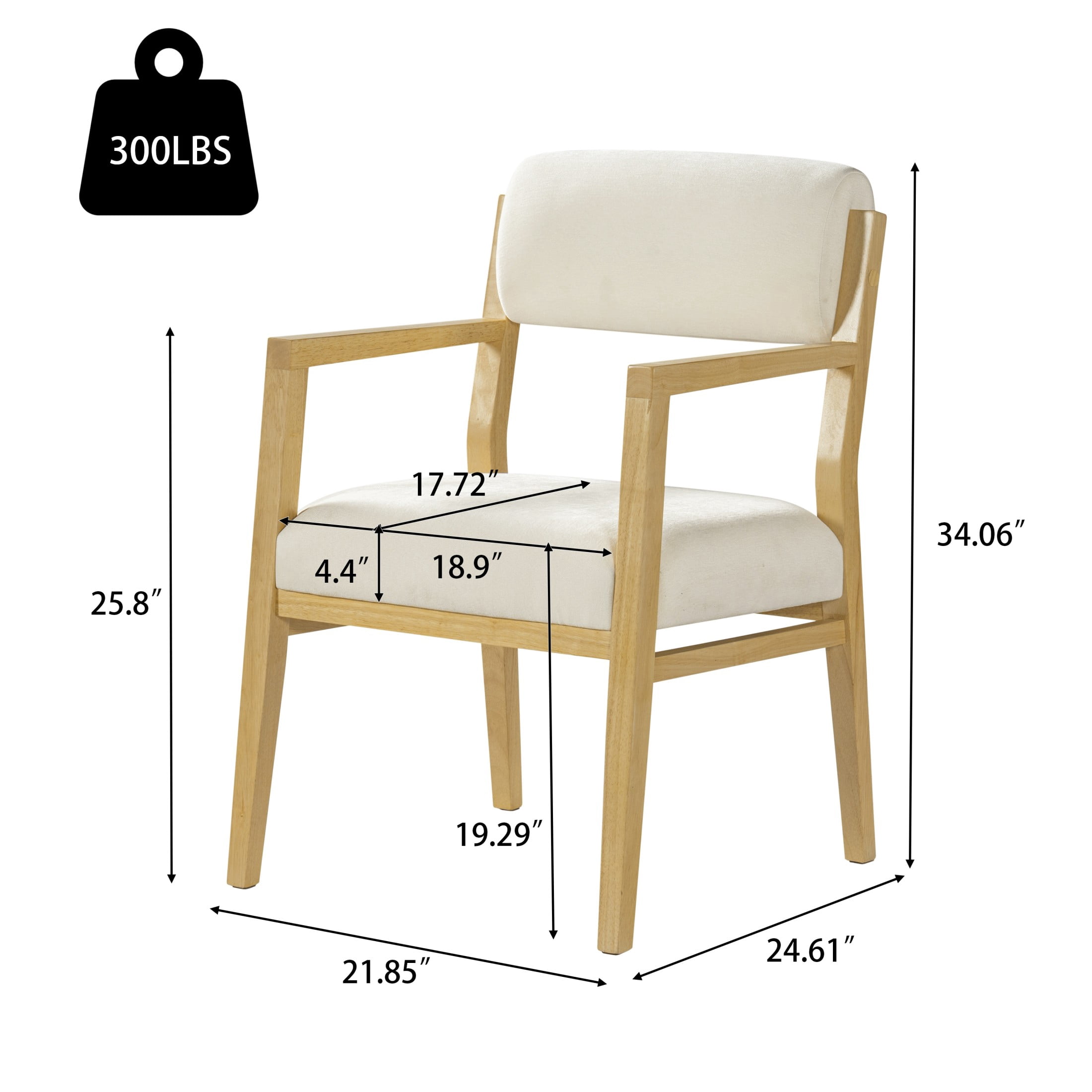 Christopher Knight Home Scandinavian Upholstered Dining Armchairs, Wood Frame, Natural+Beige, Set of 2