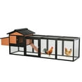 thumbnail image 5 of Wooden Chicken Coop Outdoor, Large Hen House with Nesting Box & Waterproof Roof, Rabbit Hutch Bunny Cage with Slide-Out Tray, Predator-Proof Lock, 5 of 8