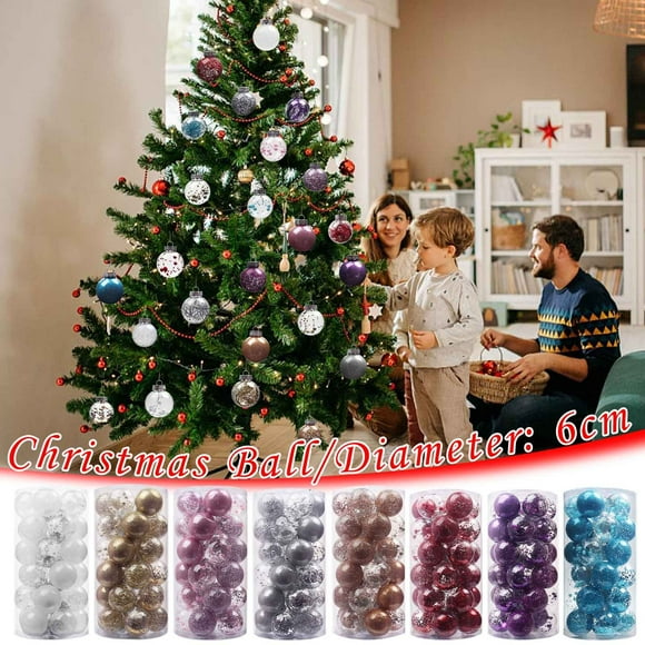 AYktou Décorations de Noël, Ornements de Noël, Décor de Noël, Cadeaux de Noël 30 Pcs Boule de Sapin de Noël Suspendue Décoration de Fête à la Maison 6CM Topper Boule