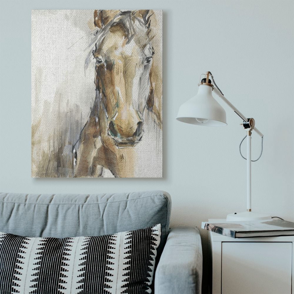 Stupell Home Décor Horse Portrait Orange Brown Animal Watercolor Painting Canvas Wall Art by Ethan Harper