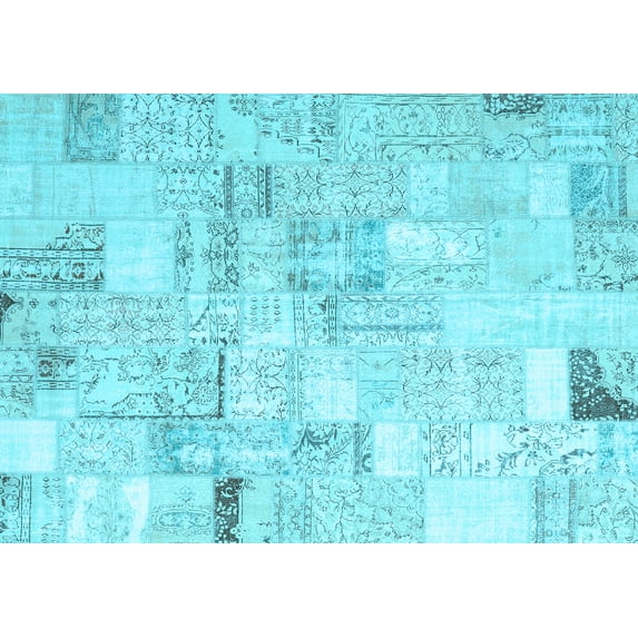 Ahgly Company Indoor Rectangle Patchwork Light Blue Transitional Area Rugs, 8' x 12'