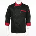 thumbnail image 3 of IEFIEL Mens Chef Shirt Kitchen Work Uniform Chef Cook Coat Hotel Jacket Canteen Cake Shop Costume Black XL, 3 of 7