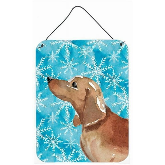 Red & Tan Dachshund Winter Wall or Door Hanging Prints