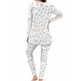 thumbnail image 2 of Women's Milk Silk Sleepwear Long Sleeve Pajama Set Tiny Watercolor Dried 2 Piece Loungewear, 2 of 7