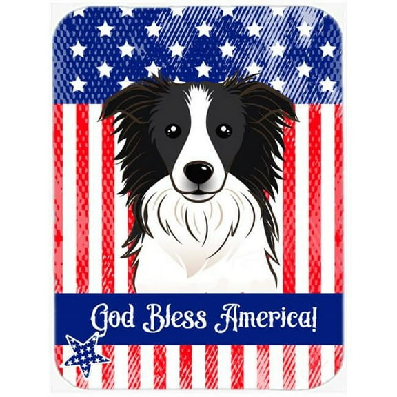Carolines Treasures  God Bless American Flag with Border Collie Mouse Pad- Hot Pad or Trivet