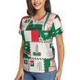 thumbnail image 2 of V Neck Tee Tops Summer Short Sleeve Casual T-Shirts, Italian Flag Italy Map Vintage Envelope, 2 of 6
