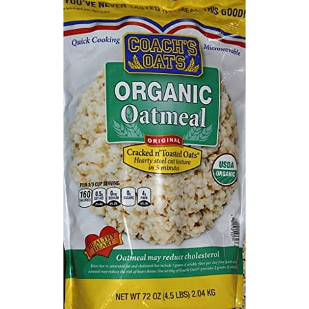 Coach's Oats100% Whole Grain Organic Oatmeal, 4.5 lbs (72 oz)