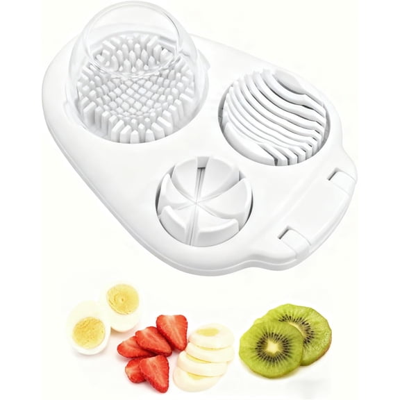 Stainless Steel Egg Slicer with 3 Slice Modes – Heavy Duty Egg Cutter for Hard Boiled Eggs, Versatile Kitchen Dicer for Strawberry, Mushroom, Grape, Cherry Tomato – Dishwasher Safe