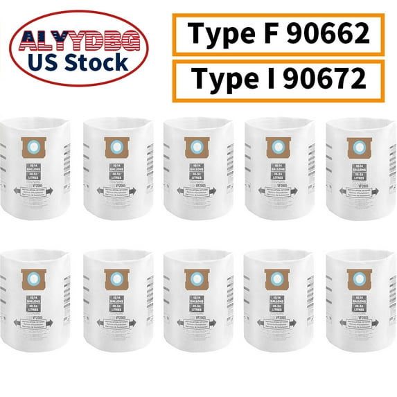 10 PCS Bundle Set 10-14 Gallon Vaccum Bags, ALYYDBG Type F 90662 9066233, Type I 90672 9067211 Vaccume Bags