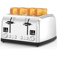 thumbnail image 1 of Toaster 4 Slice,Ultra-Clear Led Display, Dual Control Panels With Independent Settings,Retro Stainless Steel Toater with 6 Shade Settings,4 Slice Toa, 1 of 7