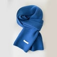 thumbnail image 2 of 2025 Fashion Winter Scarf - Winter Wool Knitted Scarf Women Men Solid Color Ribbed Knit Long Neck Scarf Pashmina Soft Warm Collar Scarf 64.96'',Color:Dark Blue1, 2 of 3