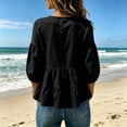 thumbnail image 2 of Trikvn Summer Tops for Women Casual V Neck Babydoll Shirts 3/4 Puff Sleeve Peplum Blouses Tiered Flowy Ruffle Tunic Lightweight Cute Vacation Beach Wear Loose Fit, 2 of 4