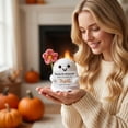 thumbnail image 3 of Knisume Halloween Toys – Knit Ghost Plush Doll Holding Bloom Flower, Crochet Yarn Stuffed Animal, Cute Stuff for Holiday Gift Exchange and Mantel Decor,E, 3 of 5