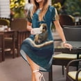 thumbnail image 3 of Picia Surfing Guinea Pig Pattern Women's Short Sleeve Summer Dress Pleated Loose Swing Knee Length Short Sleeve Swing Dresses, 3 of 6