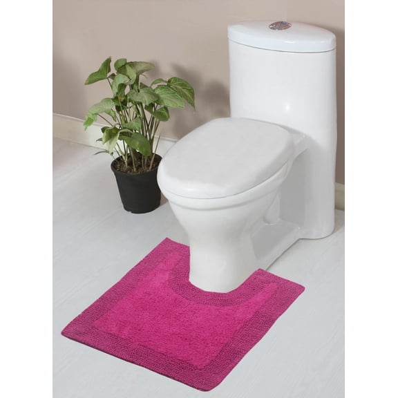 Home Weavers Luxury Bathroom Rug Toilet Rugs U Shaped Contour, Thick Toilet Rug, Non-Slip Contour Mat for Bathroom,100% Cotton Soft, Absorbent Water, Machine Washable, 20"x20" Contour, Hot Pink
