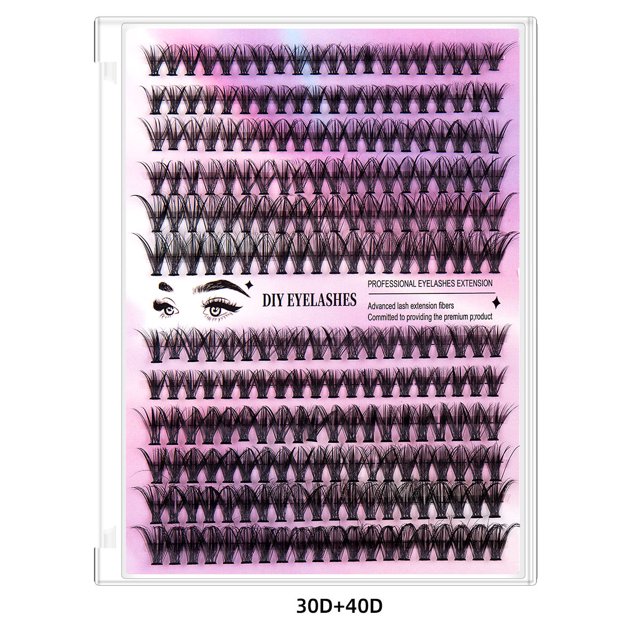 Nvzi 1 caja de extensiones de pestañas postizas, reutilizables, de aspecto natural y artificial, para agrupar pestañas, rizadas, 30D+40D