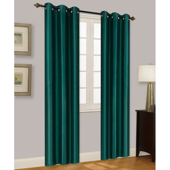 Elio Hunter Green 2-Piece 100% Thermal Blackout Grommet Window Curtain With Foam Backing Set, Solid Room Darkening Panels 35" X 84" Each