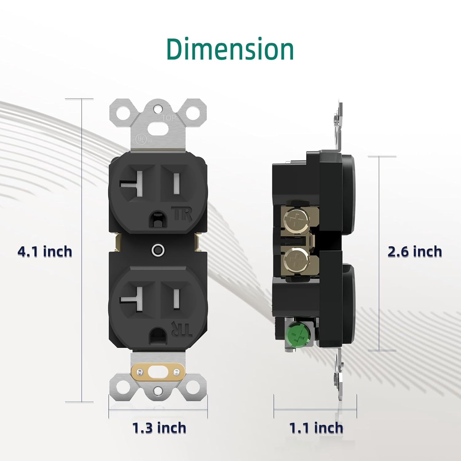 20A Electrical Wall Outlet Black, Residential Grade Standard Duplex Receptacle, Tamper-Resistant, 2 Pole 3 Wire, Self-Grounding, Child Proof, Commercial Use, UL Listed, 10 Pack