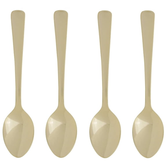 Fino Demi Spoon, Gold-Plated Stainless Steel, Classic Design, For Everyday Coffee, Desserts, Entertaining, and Holiday Dining, Set Of 4
