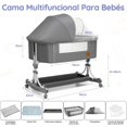 thumbnail image 2 of Cuna para Bebé, Colecho para Bebé, 8 Posiciones de Altura Ajustables con Mosquitera, Colchón, Cambiador, Cesta de Almacenamiento, Almohadilla Refrescante, Ruedas Girs de 360°, 2 of 5