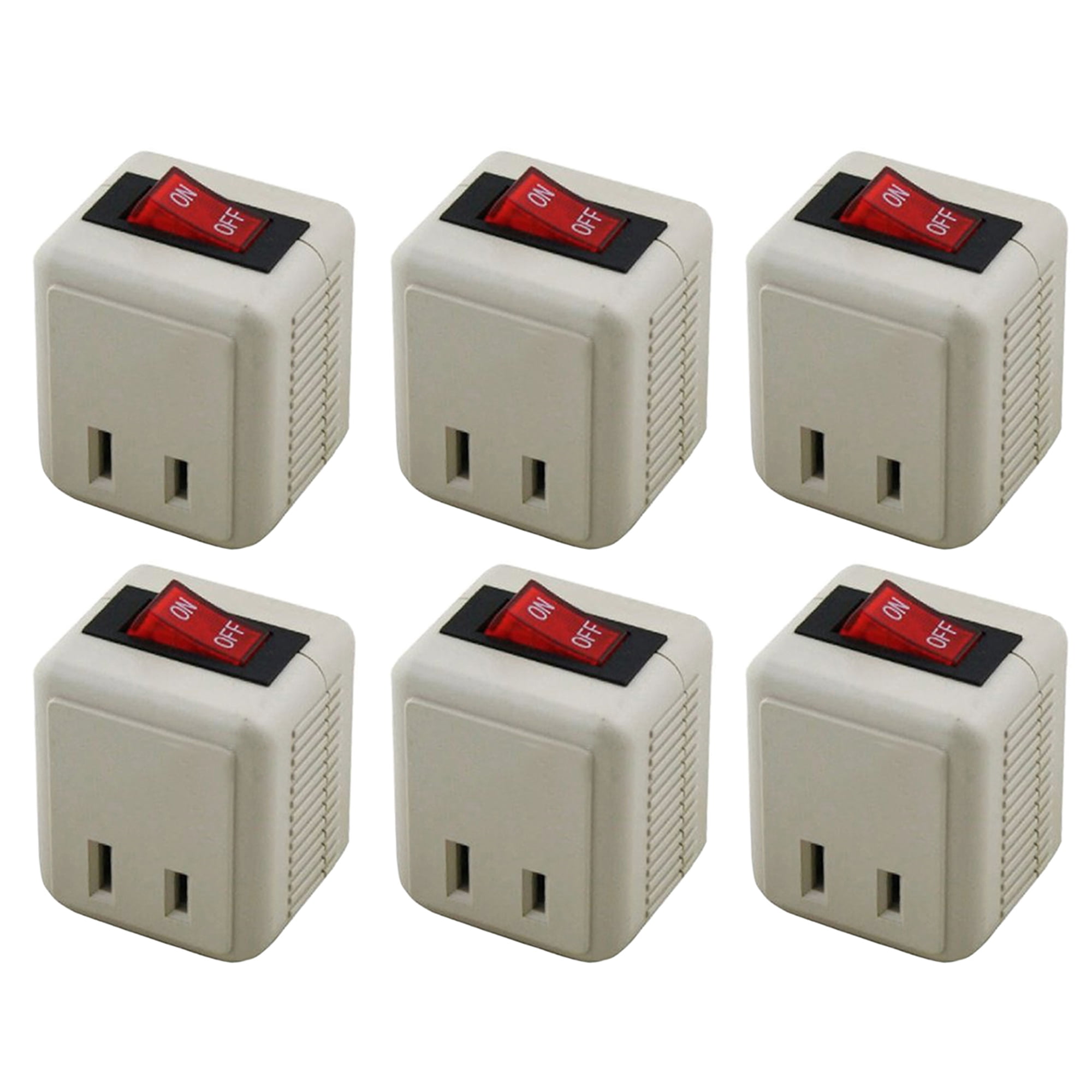 Uninex (6Pack) Wall Tap Outlet W/Turn ON/OFF Switch Power Adapter 2 prong Plug Without